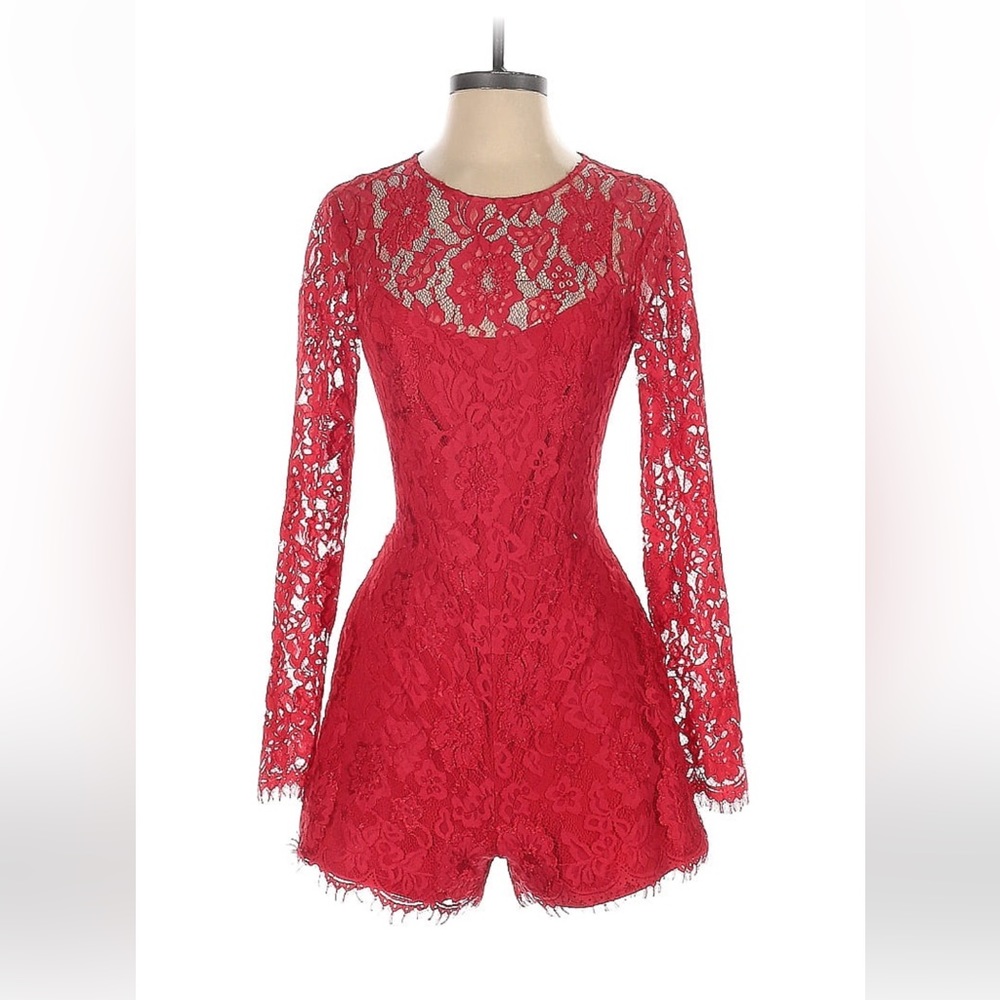Slate and willow romper Red size 10 with lace overlay.